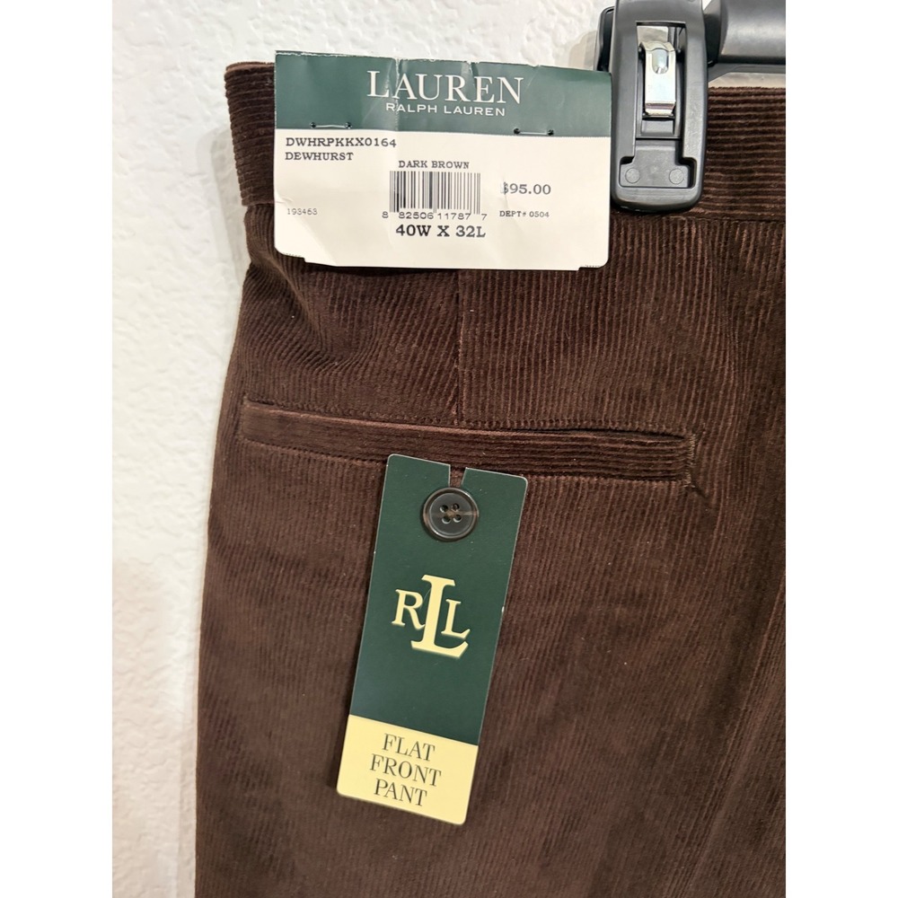 Lauren Ralph Lauren Dewhurst Mens Corduroy Pants Dark Brown 40x32 DWHRPKKX0164 - Picture 4 of 6